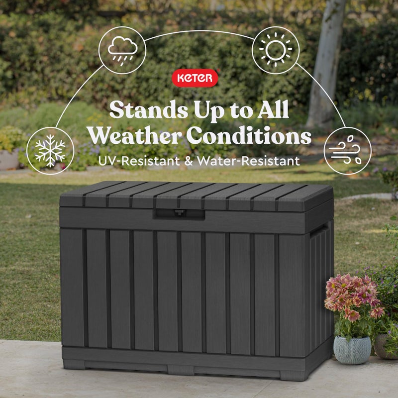 Keter Kentwood 50 Gallon Resin Deck Box-Organization and Storage for Patio Cushions, Throw Pillows and Garden Tools, Dark Grey - Image 5