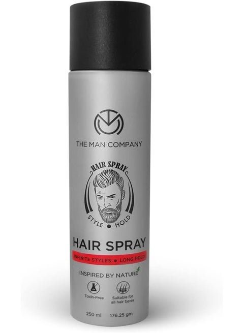 Hair Styling Spray for Men - 250ml | Strong Hold, Long Lasting, Matte Look & Instant Grip | Natural Shine, Non-Stick, Ultra Hard