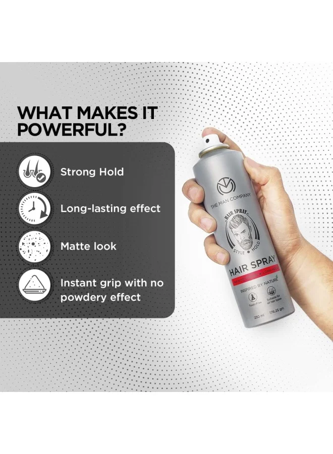 The Man Company  Hair Styling Spray for Men - 250ml | Strong Hold, Long Lasting, Matte Look & Instant Grip | Natural Shine, Non-Stick, Ultra Hard for Men | Best Price UAE