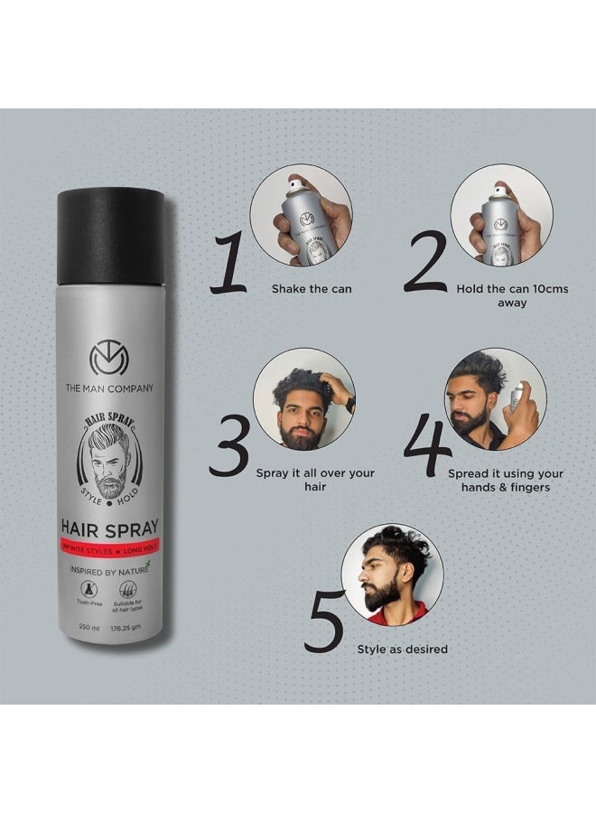 The Man Company Hair Styling Spray for Men - 250ml | Strong Hold, Long Lasting, Matte Look & Instant Grip | Natural Shine, Non-Stick, Ultra Hard - Image 5