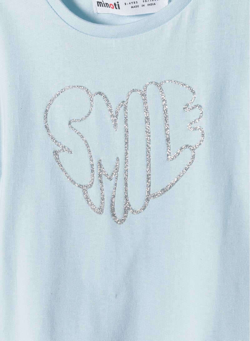 MINOTI Girls Ribbed Short Sleeve T-Shirt with Lettuce Hem - Image 3