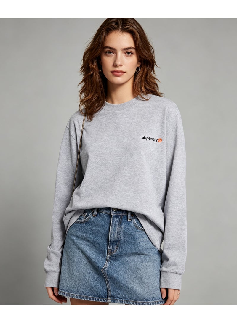Superdry couple solid color round neck loose long sleeve T-shirt for men and women - Image 5