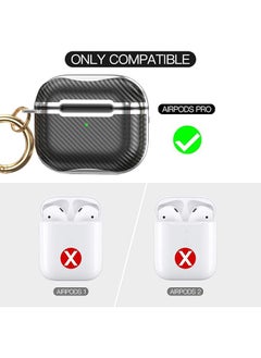 AOLION Protective Case Cover For Apple AirPods Pro Secure Lock Clip Carbon Fiber Case Cover with Keychain Full Body Shockproof Hard Shell Protective Cover for AirPods Pro Case  - Image 2