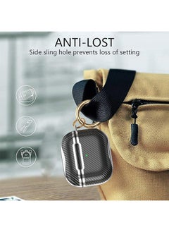 AOLION Protective Case Cover For Apple AirPods Pro Secure Lock Clip Carbon Fiber Case Cover with Keychain Full Body Shockproof Hard Shell Protective Cover for AirPods Pro Case  - Image 4