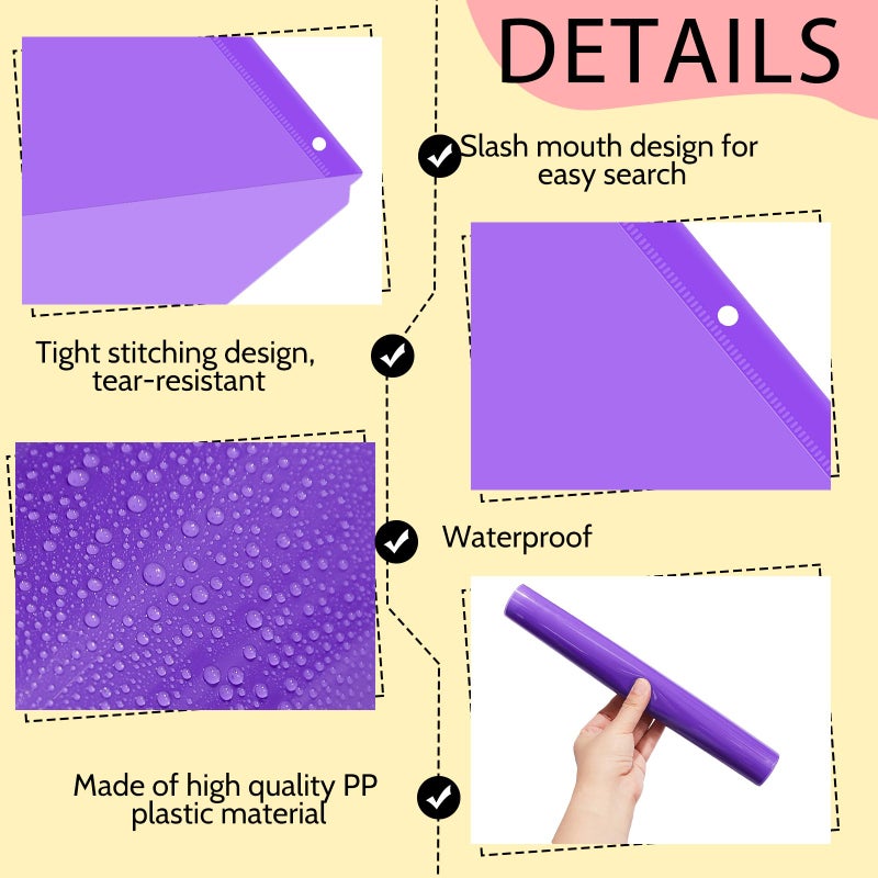 Maitys 50 Pack Binder Pockets 3 Hole Punch Clear Plastic Document Folders Binder Organizer Store Letter Size 8.5x11 Inch Paper Folders with Pockets Slash File Jacket for Office (Multicolor) - Image 3