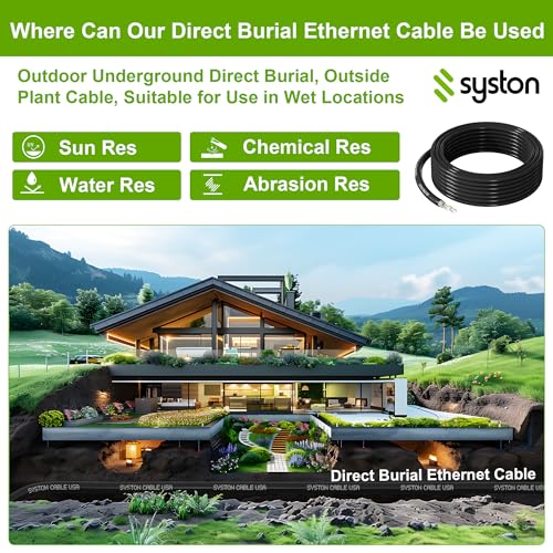 Syston Cable Technology Syston Direct Burial Cat 6A+ Ethernet Network Cable 700 MHz, Bulk UTP 23 AWG Outside Plant (OSP) - Rated, Pure Bare Copper Wire, Waterproof Dual-Layer Jacket for Outdoor Wet Location Using - Image 5