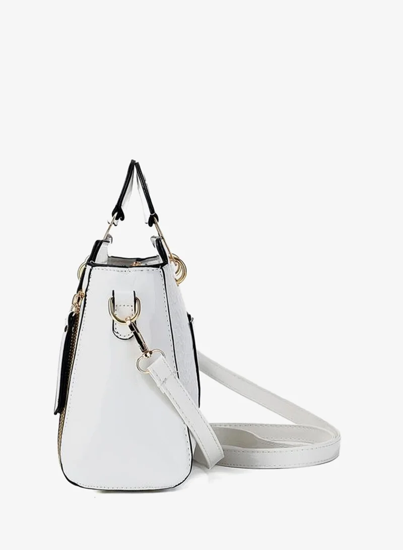 Take Two  White Croc-Embossed Handbag with Top Handle for Women | Best Price UAE