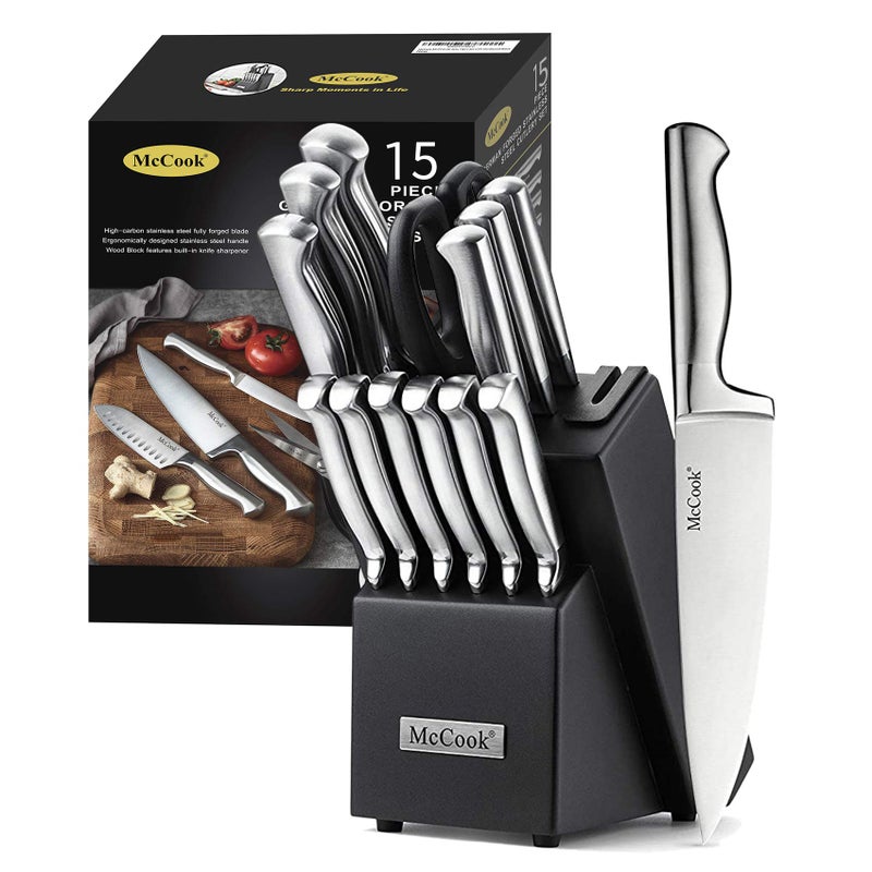 McCookÂ® Knife Sets, German Stainless Steel Knife Block Sets with Built-in Sharpener - Image 1