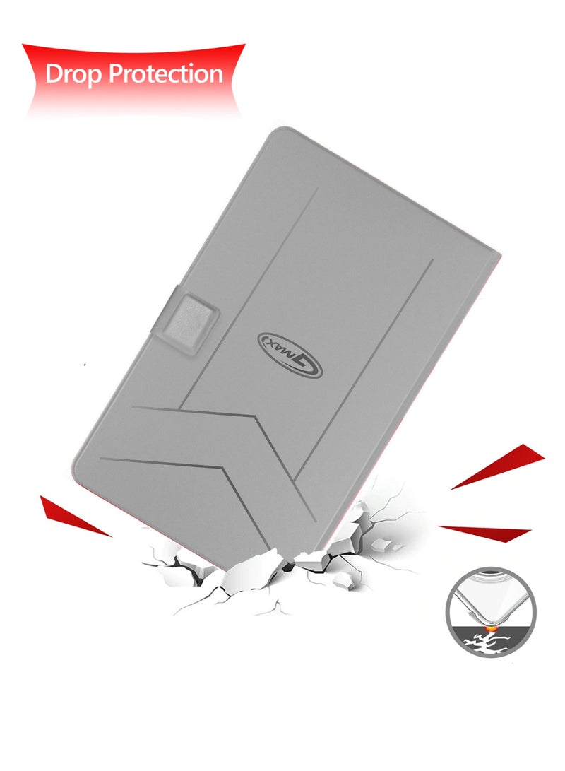 جيماكس غطاء Flip Case مغناطيسي بحواف جلدية PU لجهاز Honor Pad 10 5G 2025 (12.1 بوصة) - رمادي - Image 4