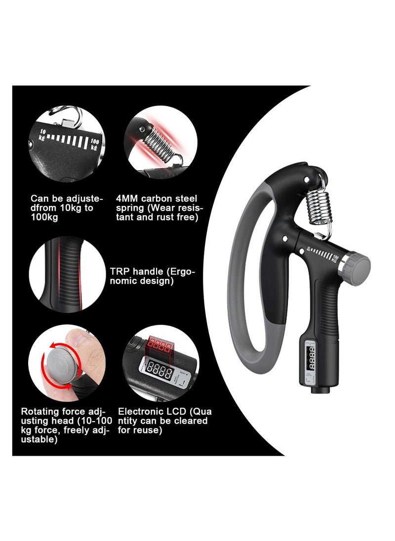 ARNOTEC Adjustable Hand Grip Strength Fitness Heavy Duty Grip Grip with Reverse Finger Exerciser Grip Strength Wrist Extender Gym Arm Muscle Training Smart Counting  - Image 2