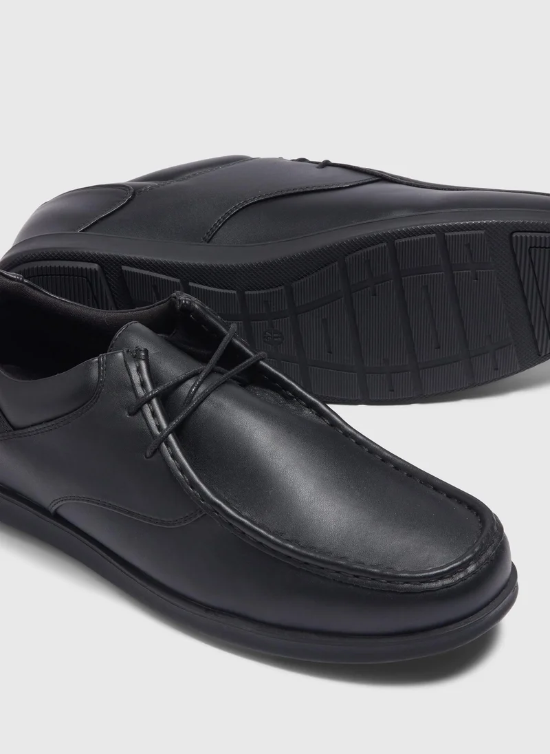 Matalan Black Apron Lace-Up Derby Shoes