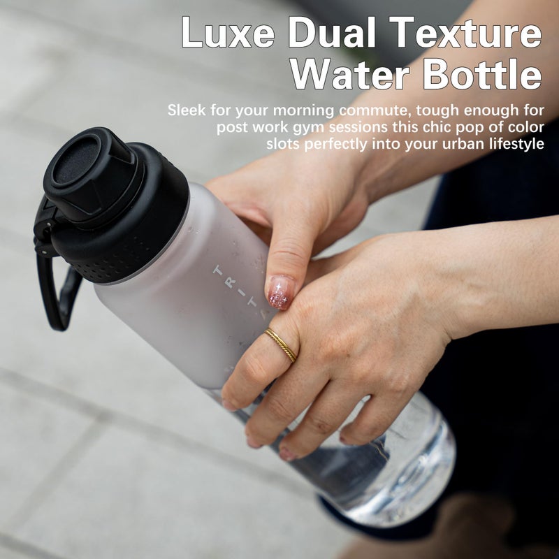 OLDLEY 32oz Frosted Clear Water Bottle, BPA-Free Tritan Plastic Reusable Water Bottle with Fast-Flow Spout Lid, Wide Mouth Leakproof Sports Drinking Bottle for Gym, School, Office, Travel,Clear - Image 3