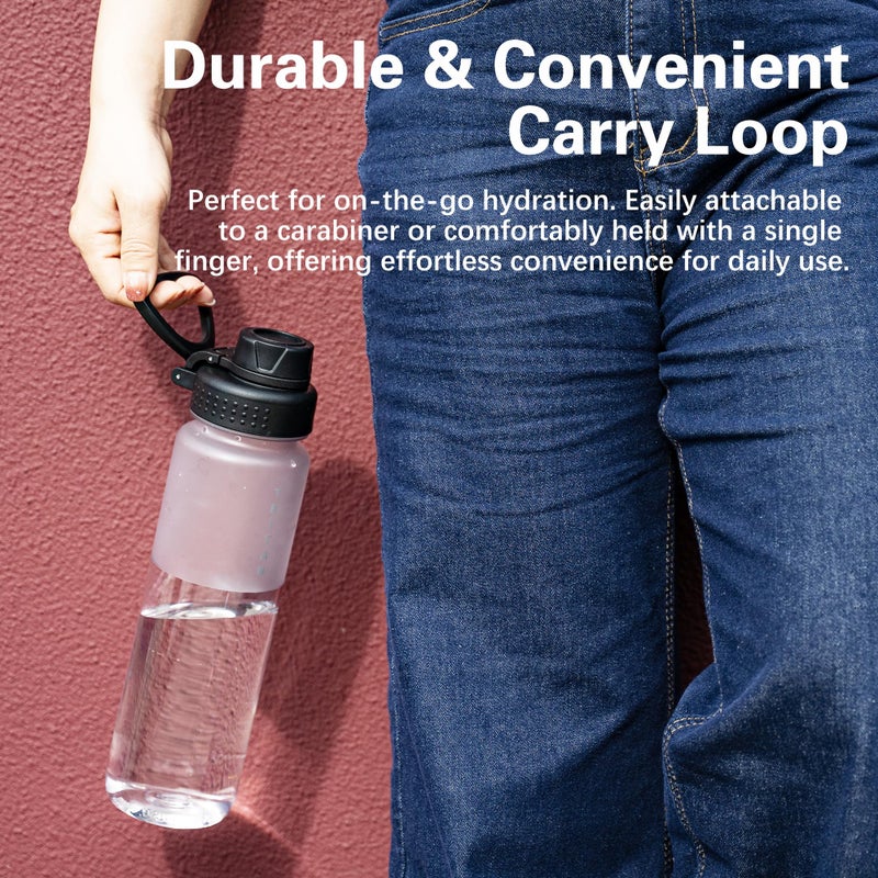 OLDLEY 32oz Frosted Clear Water Bottle, BPA-Free Tritan Plastic Reusable Water Bottle with Fast-Flow Spout Lid, Wide Mouth Leakproof Sports Drinking Bottle for Gym, School, Office, Travel,Clear - Image 4