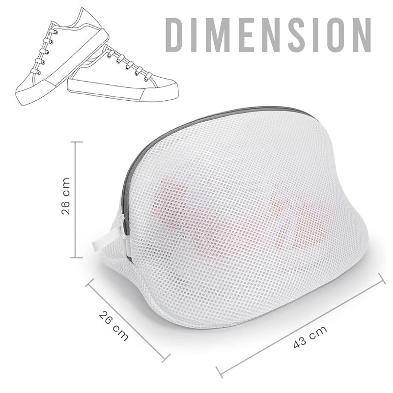 AAMATY AAMATY Pack of 2 Shoe Washing Machine Bag Durable Mesh Laundry Bag with Zipper for Sneakers Running Shoes Sock Bras and Toys White - Image 2