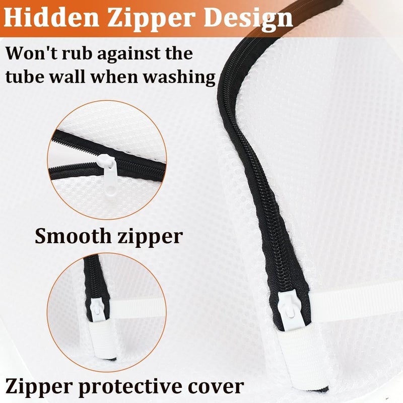 AAMATY AAMATY Pack of 2 Shoe Washing Machine Bag Durable Mesh Laundry Bag with Zipper for Sneakers Running Shoes Sock Bras and Toys White - Image 3