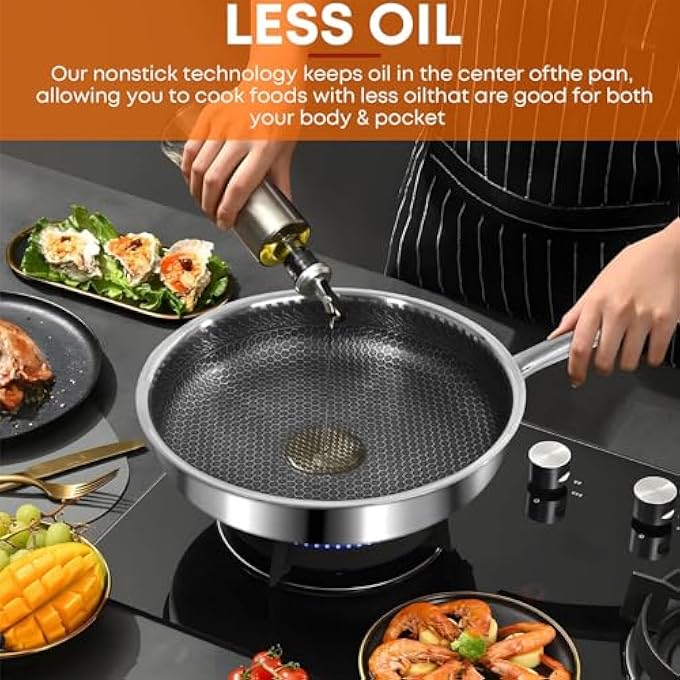 Haofy 316 Stainless Steel Frying Pan Erosion Premium Bottom For Home Chefs 1 X 316 Stainless Steel Frying Pan 24Cm - Image 4