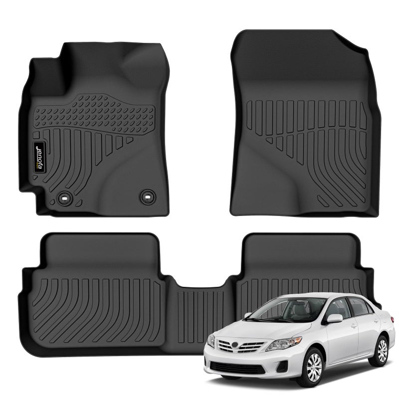 JenofaFloor Mats for Toyota CorollaMatrix FWD 20092013 Pontiac Vibe 20092010 Floor Liner All Weather Car Mats Custom Fit Waterproof TPE Mat for Matrix FWD Accessories Black - Image 3