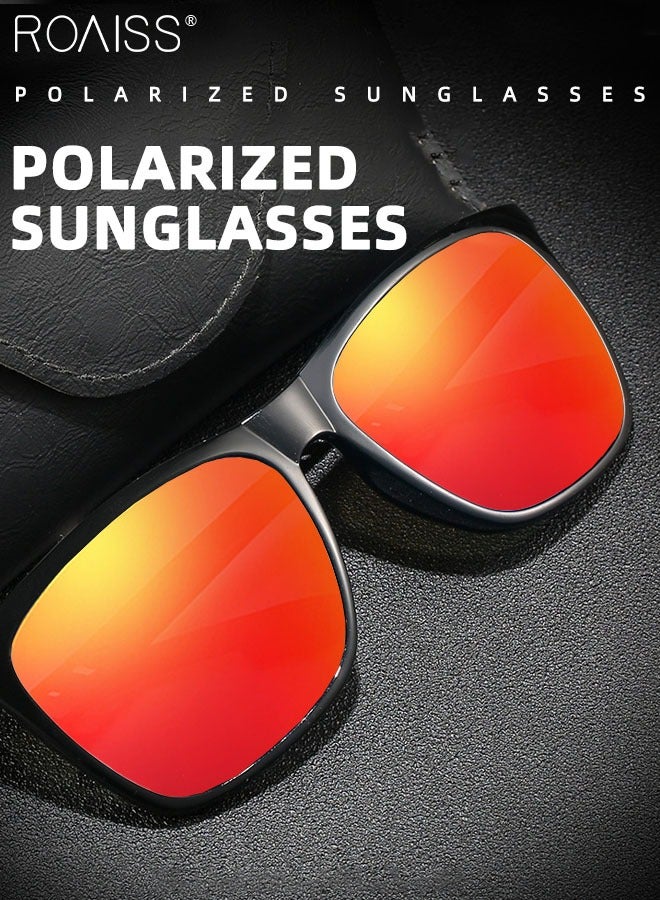 رويس نظارة شمسية مستقطبة مربعة للرجال والنساء، نظارة الشمس الواقية من الأشعة فوق البنفسجية 400 مع معابد الألمنيوم المرنة، ظلال شمس مضادة للوهج عصرية أنيقة مع الحافظة للحفلات والتسوق والسفر، 58 ملم - Image 3