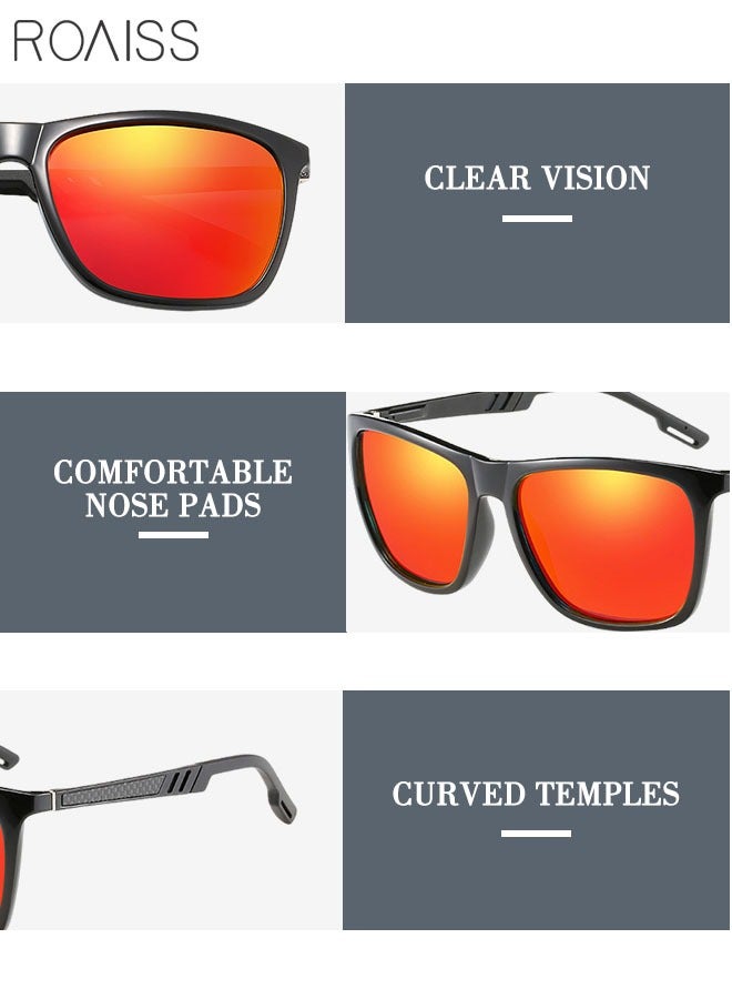 رويس نظارة شمسية مستقطبة مربعة للرجال والنساء، نظارة الشمس الواقية من الأشعة فوق البنفسجية 400 مع معابد الألمنيوم المرنة، ظلال شمس مضادة للوهج عصرية أنيقة مع الحافظة للحفلات والتسوق والسفر، 58 ملم - Image 5