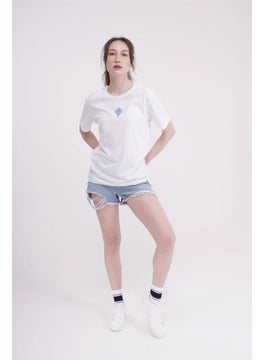 The Socks Company 23SCTS240U Flying Balloon Embroidered Crew Neck White Tshirt  - Image 4