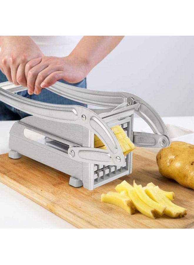 Denx - Vegetable Chopper, Stainless Steel Potato Cutter and Vegetable Slicer with Non-Slip Feet, 2 Interchangeable Slicing Blades for Salad, Tomato, Onion, and Fruit - Image 1