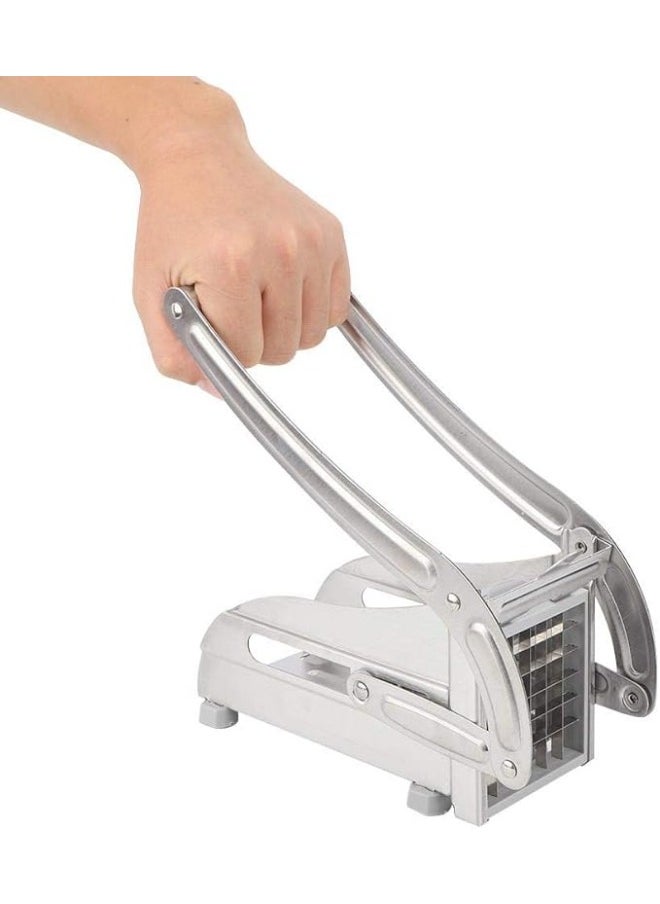Denx - Vegetable Chopper, Stainless Steel Potato Cutter and Vegetable Slicer with Non-Slip Feet, 2 Interchangeable Slicing Blades for Salad, Tomato, Onion, and Fruit - Image 1