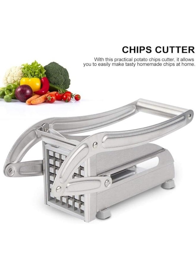 Denx - Vegetable Chopper, Stainless Steel Potato Cutter and Vegetable Slicer with Non-Slip Feet, 2 Interchangeable Slicing Blades for Salad, Tomato, Onion, and Fruit - Image 1