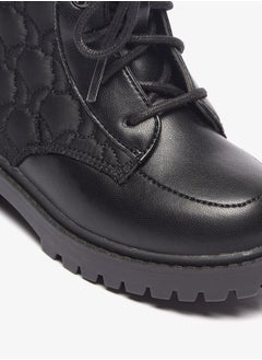 Flora Bella By Shoexpress Girls Butterfly Quilted High Cut Boots with Lace-Up Closure  - Image 5