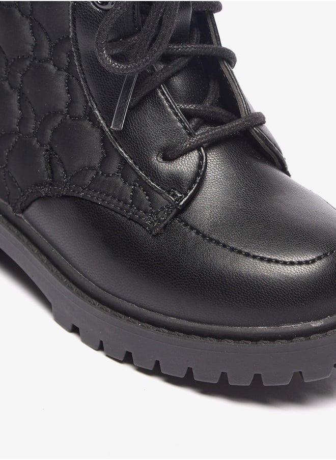 Flora Bella By Shoexpress Girls Butterfly Quilted High Cut Boots with Lace-Up Closure  - Image 5