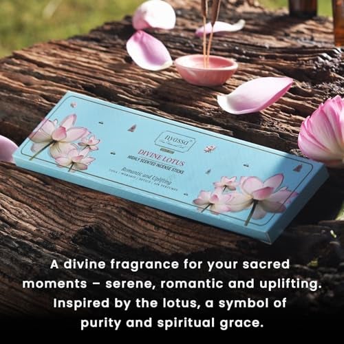 NYASSA Highly Scented Divine Lotus Agarbatti/Incense Sticks - 50g, Divine Lotus Fragrance, Charcoal-Free Agarbatti for Pooja, Meditation, Home Freshness & Positive, Energy, for Special Occasions - Image 2