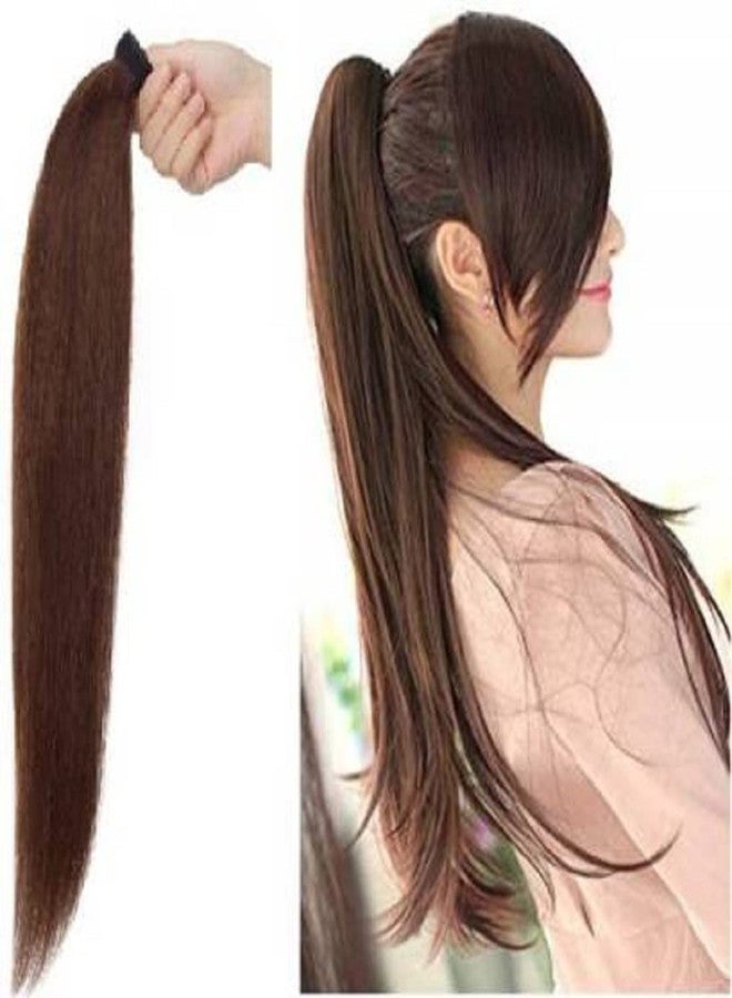 BLUSHIA Wig Natural looking Scale Ponytail Hair Extension Full Head Long Highlight Natural Color for Women And Girls 24 inches Pack of 1 (Brown) - Image 1