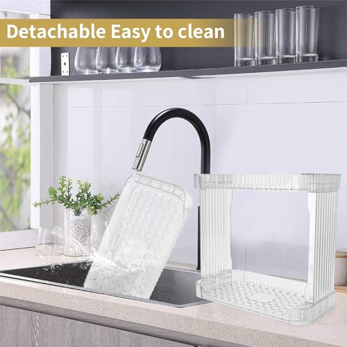 Ayswupt Acrylic 2 Tier Bathroom Counter Organizer,Makeup Organizer for Vanity,Clear Organizer Shelf for Kitchen Sink Countertop Storage,Perfume Tray for Dresser,Decor Tray for Skincare Cosmetics - Image 5