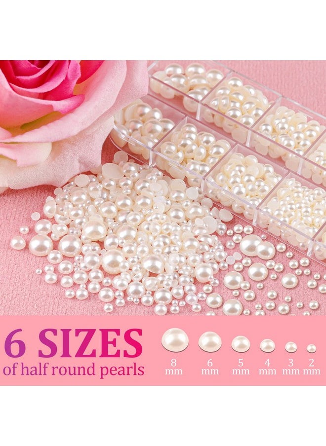 BELLEBOOST Flat Back Pearls Kits 2 Boxes Of Flatback Beige Half Round Pearls With Pickup Pencil And Tweezer For Home Diy And Professional Nail Art Face Makeup And Craft  - Image 3