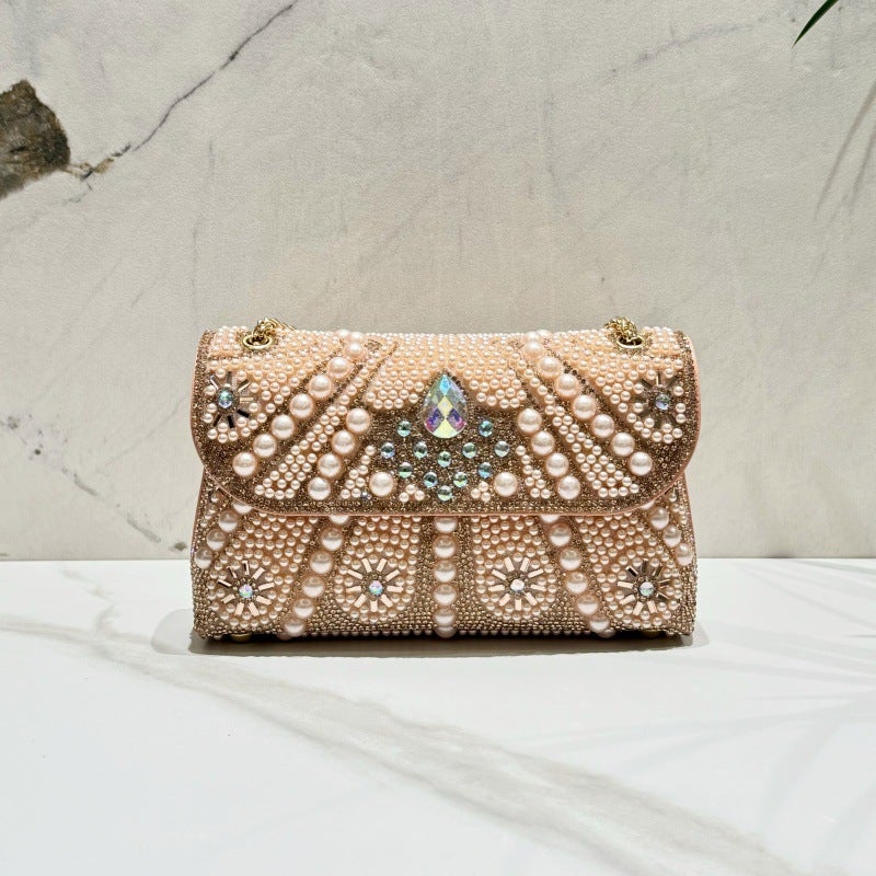 2025 New Water Brick Pearl Chain Bag Evening Bag Clutch Bag All-Match Small French Sachet - Image 5