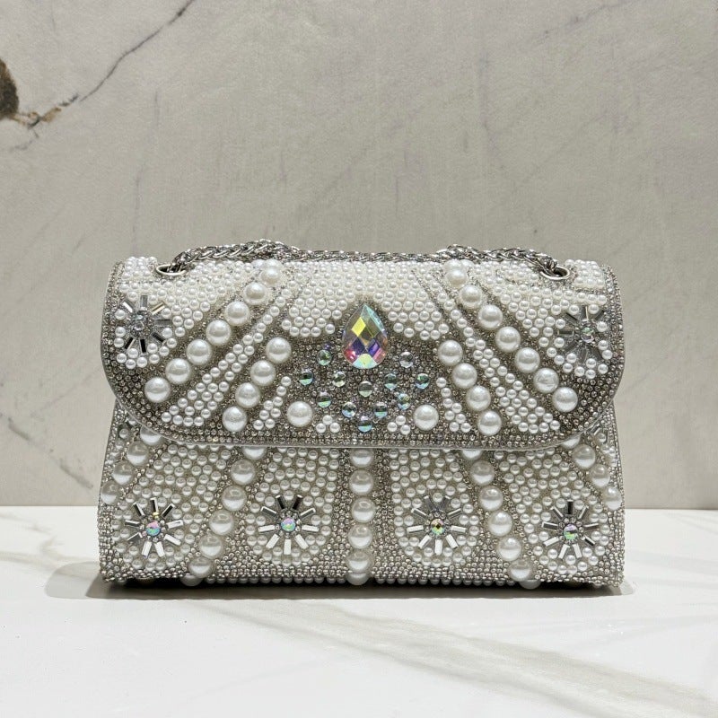 2025 New Water Brick Pearl Chain Bag Evening Bag Clutch Bag All-Match Small French Sachet - Image 1