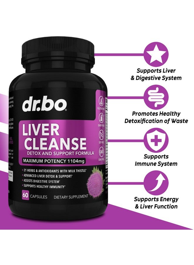 dr.bo Liver Cleanse Detox Support Supplement - Complete Health Repair Pills with Artichoke, Berberine, Turmeric Herbs - Aid Gallbladder Care Formula Capsules & Natural Milk Thistle Dandelion Supplements - Image 2