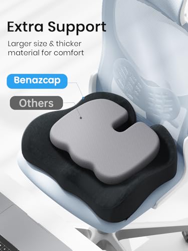 Benazcap Large Memory Foam Office Chair Cushion Seat Pad Ergonomic Seat Cushion for Sciatica Tailbone Back Pain Relief Car Seat Cushions for Driving - Image 3