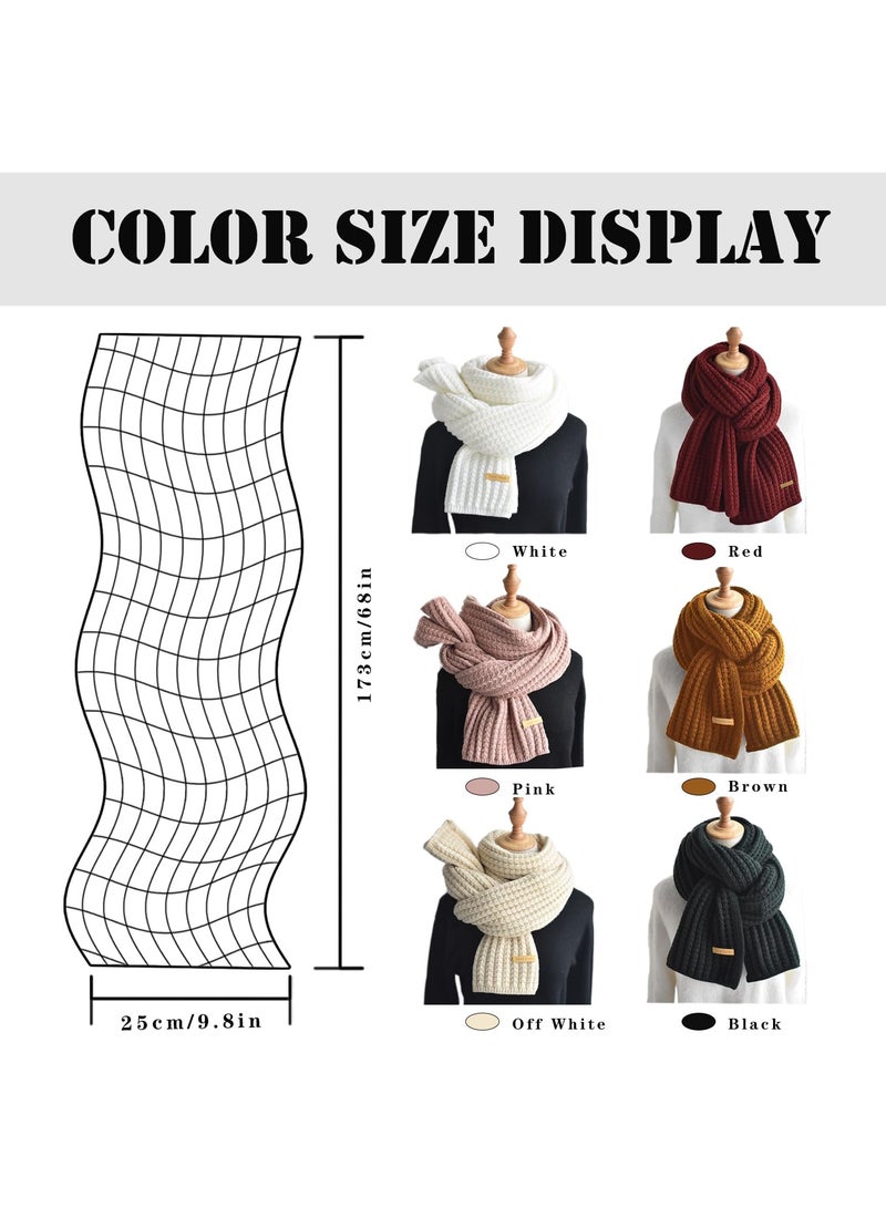 SYOSI Warm Autumn and Winter Scarf, Scarfs Warm Knit Scarves Women's Chunky Knitted Scarf Mens Cold Weather Soft Scarves, Unisex Pure Color Winter Neck Warm (Off-White) - Image 4