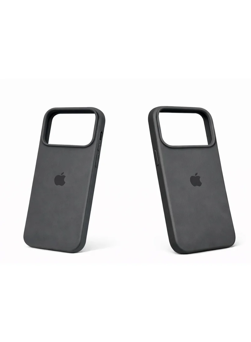 Mobcos Mobcos iPhone 17 Pro Max Grey Logo Premium Silicone Magnetic Wireless Charging Case for iPhone | Silky Soft Touch | Military-Grade Shockproof Protection | Strong Magnetic Compatibility | Luxury Slim Cover