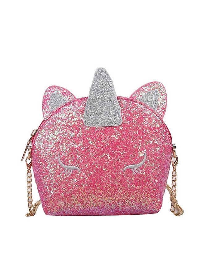 حقيبة كتف مزينة بترتر يونيكورن من نيو فانتسي جيرلز، حقيبة يد نسائية، حقيبة ساتشيل، حقيبة صدفية، حقيبة جميلة باللون الوردي