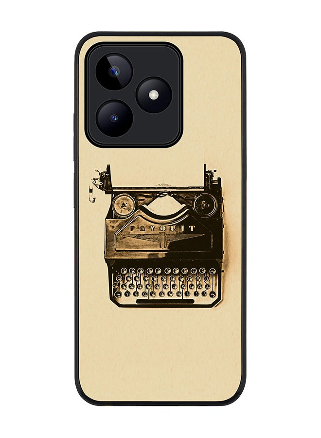 Stylizedd Rugged Black edge case for Realme C51 / Realme Note 50 4G, Slim fit Case Flexible Anti Drop TPU Gel Thin Cover - Typewriter - Image 1