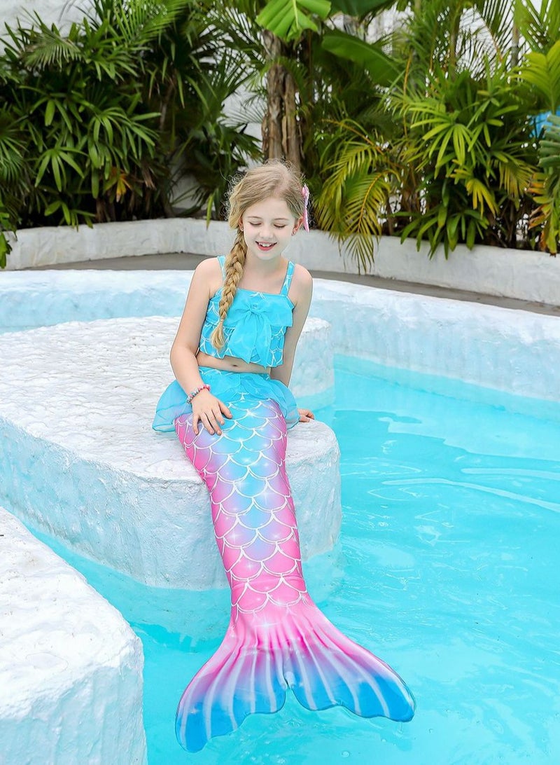 VUCATIN Mermaid Princess Dress up Girls Mermaid Dress Mermaid Swimsuit Girls Party Cosplay Princess Birthday Dress Kids Costume Cosplay Mermaid Skirt Accessorized Wreath Necklace Earrings and Bracelet  - Image 4