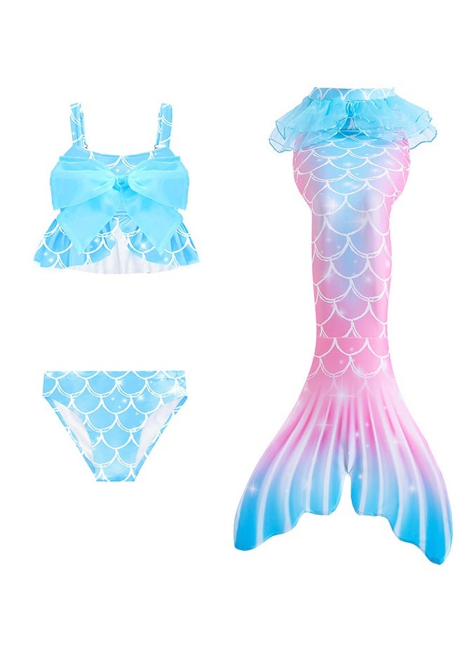 VUCATIN Mermaid Princess Dress up Girls Mermaid Dress Mermaid Swimsuit Girls Party Cosplay Princess Birthday Dress Kids Costume Cosplay Mermaid Skirt Accessorized Wreath Necklace Earrings and Bracelet  - Image 5