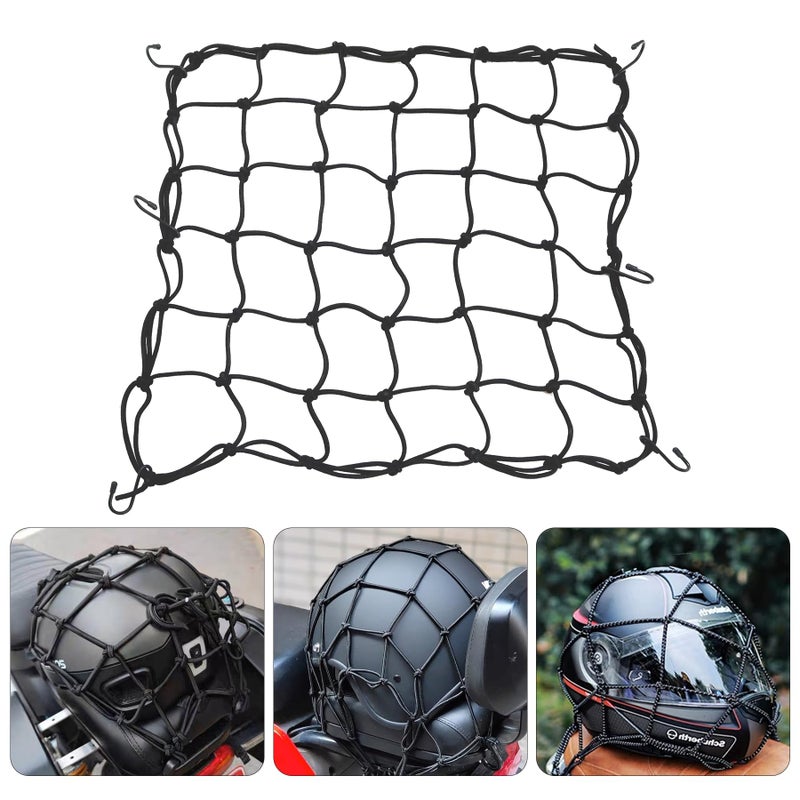 Amiss 15x15 Elastic Motorcycle Cargo Net Heavy Duty Bungee Net with 6 Adjustable Plastic Hooks Luggage Thicken Netting with 2x2 Small Mesh Fit for Trailer SUV Motorcycle ATV Bike  Black