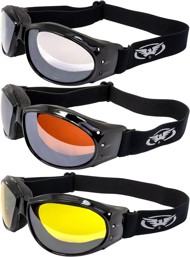 Global Vision نظارات جلوبال فيجن إليمناتور مع عدسات شفافة، وعدسات قيادة، وعدسات مرآة صفراء - Image 1