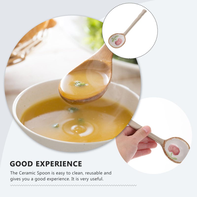 Persimmon Pattern Ceramic Soup Spoon Japanese Style Kitchen Utensil - Image 4