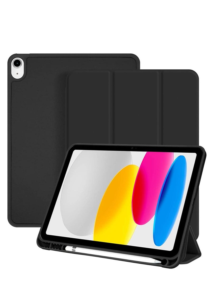 جراب iPad الجديد من الجيل العاشر 10.9 بوصة 2022 مع حامل قلم رصاص حافظة ذكية لجهاز iPad مع إيقاظ تلقائي للنوم باللون الأسود - Image 3