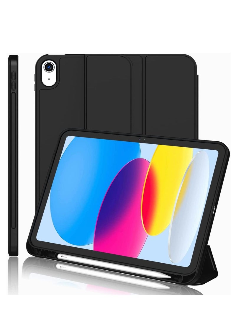 جراب iPad الجديد من الجيل العاشر 10.9 بوصة 2022 مع حامل قلم رصاص حافظة ذكية لجهاز iPad مع إيقاظ تلقائي للنوم باللون الأسود - Image 2