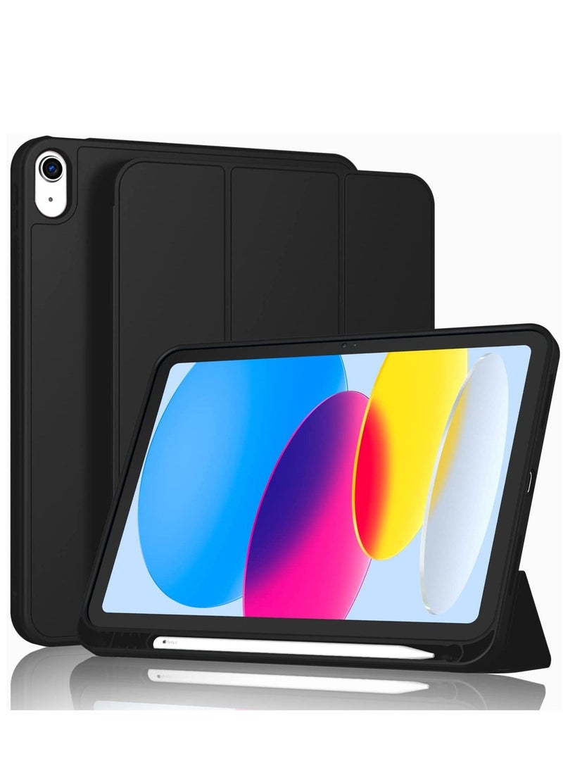 جراب iPad الجديد من الجيل العاشر 10.9 بوصة 2022 مع حامل قلم رصاص حافظة ذكية لجهاز iPad مع إيقاظ تلقائي للنوم باللون الأسود - Image 4