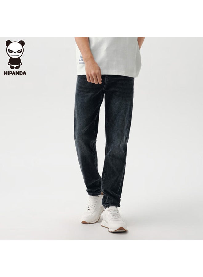 Hipanda o Panda Men's Jeans, Slim Fit Straight-leg Pants, Autumn Versatile Casual Stretch Trousers, Blue And Black, Size 30 - Image 1
